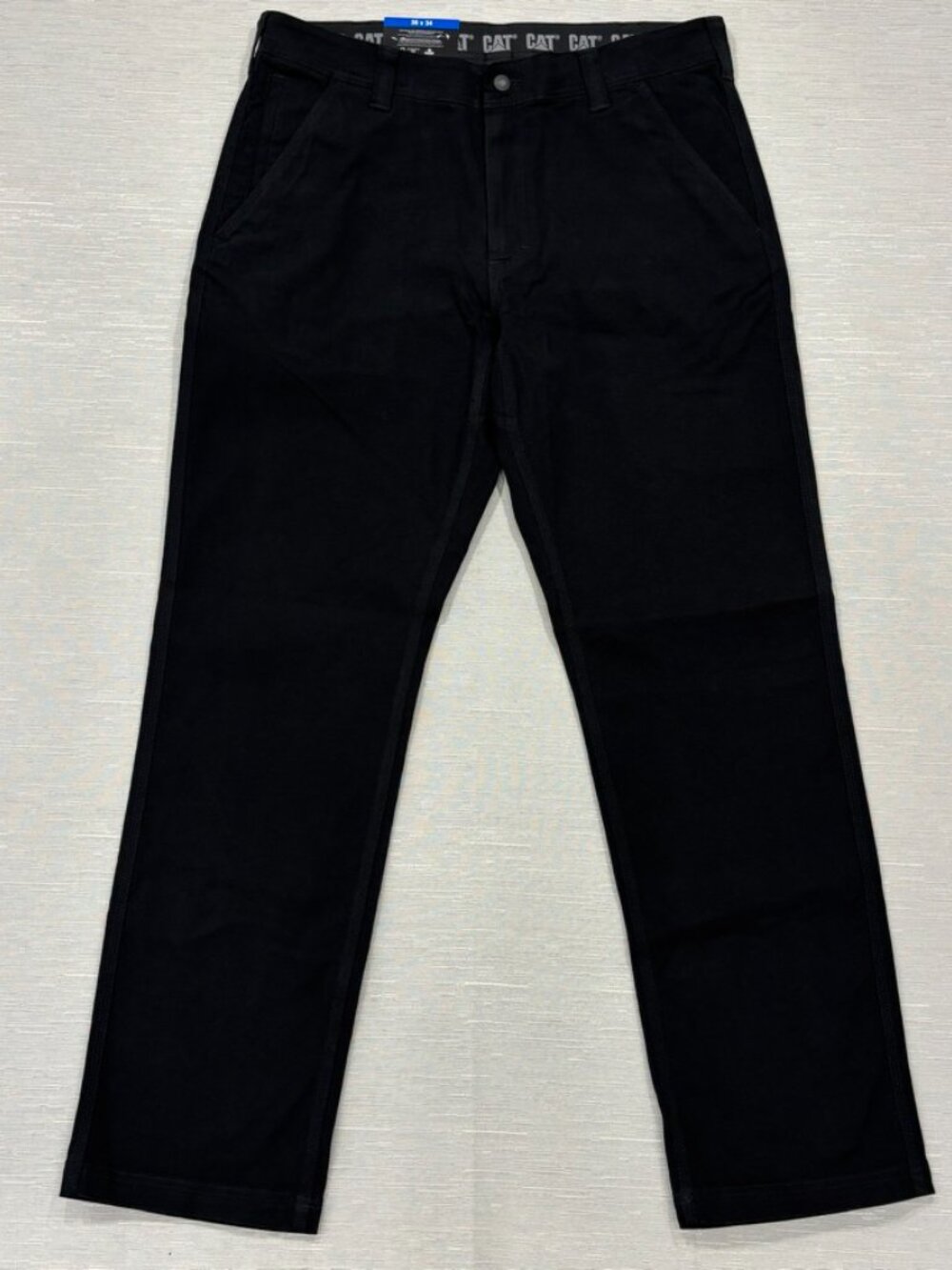 CAT Caterpillar Utility Work Pants Mens 36 x 34 Black Flex Waistband Cell Pocket